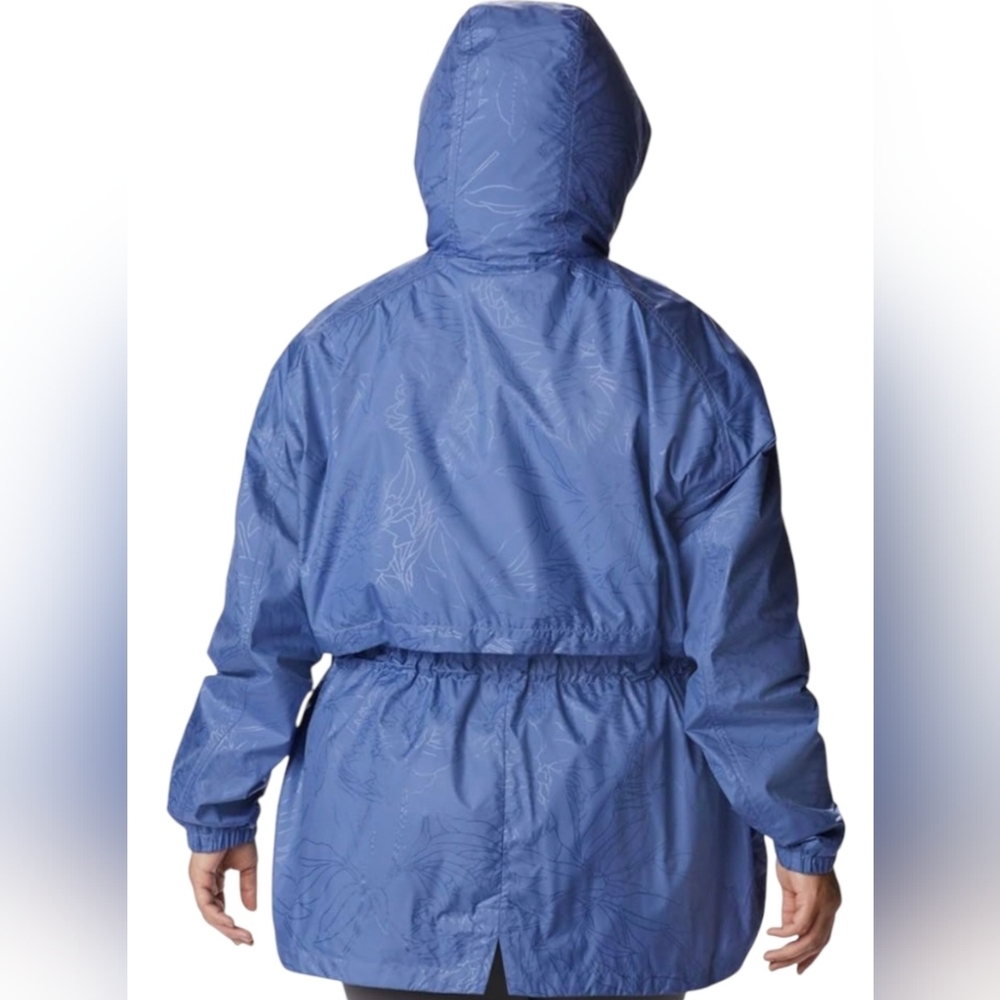 Columbia Lightweight Blue Hooded Auroras Wake Raincoat/Jacket Womens SZ 1X - Picture 3 of 16